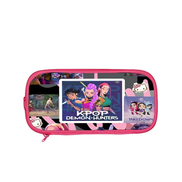 Kpop Demon Hunters Large Pencil Case with Zipper 9" Storage Pen Bag Organizer Stationery, Portable Makeup Bag Best Cute Xmas Collectible Birthday Gift