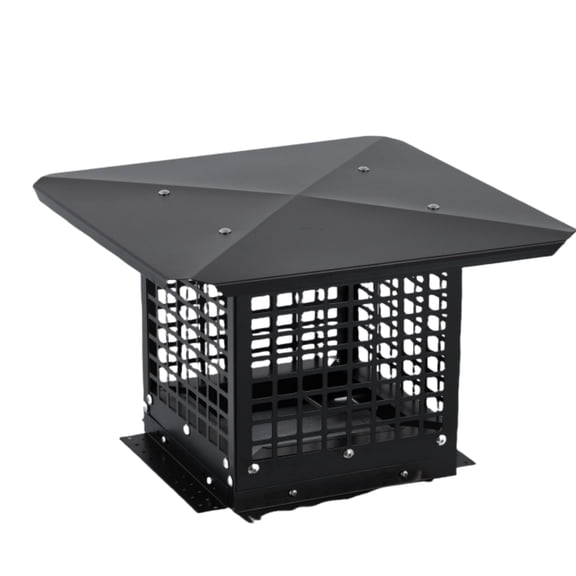 9x9 Inch Rectangular Chimney Cover, Galvanized Steel Fireplace Chimney Caps with Adjustable Bottom, Mesh Covers for Outside Existing Clay Flue, Black