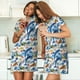 thumbnail image 4 of Fotbe Marine Animals Bata de Dormir para Mujer con Estampado, Camisón de Algodón de Manga Corta, Ropa de Dormir Casual, 4 of 6