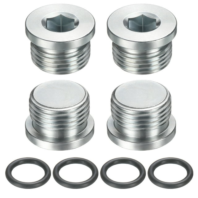 Paquete de 4 Tapones de Tubería SAE 7/8-14 UNF con Junta Tórica