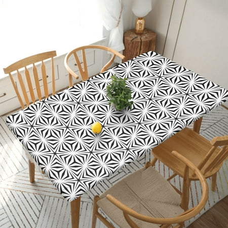 

Home Deluxe Tablecloth Sacred-Geometry Waterproof Elastic Rim Edged Table Cover- For Christmas Parties And Picnics 5ft