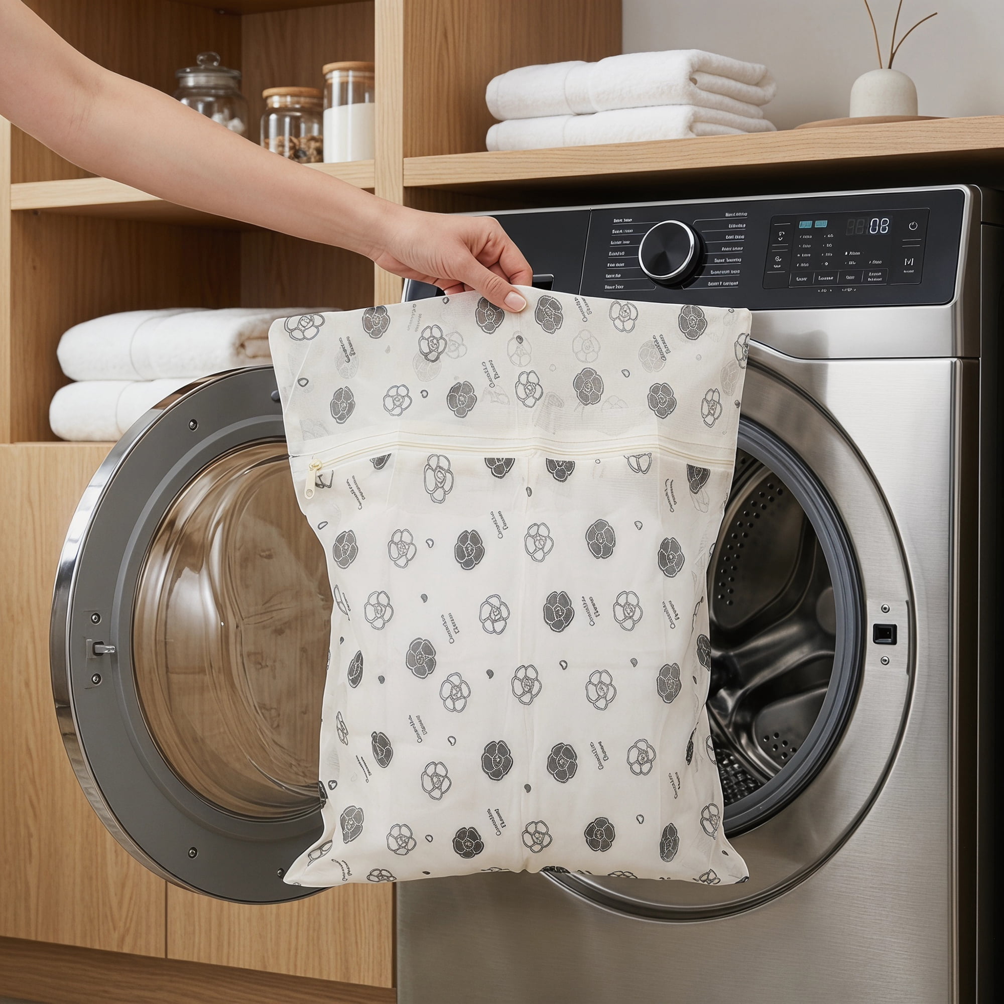 Unique Bargains 2 Pack Mesh Laundry Bags with Durable Zipper Closure for Socks Beige 11.8"x15.7"