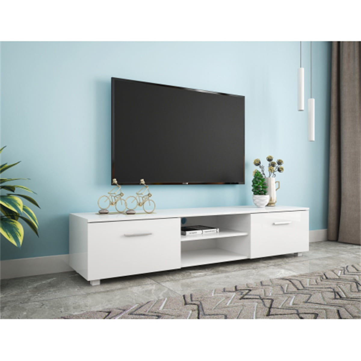 70 Inch TV Stand, Media Console Entertainment Center, Television Table with 2 Storage Cabinet