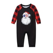 FAROOT Christmas Family Pajamas Set, Santa Print Tops+Long Pants/Romper