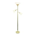 thumbnail image 3 of Lalia Home 71" Torchiere Floor Lamp with 2 Reading Lights and Scalloped Glass Shades, Gold, 3 of 6