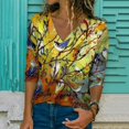 thumbnail image 3 of Pompotops T-shirt à Manches Longues Décontracté Mode Automne Col en V Imprimé pour Femmes, 3 of 4