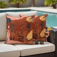 thumbnail image 4 of Western Boho Outdoor Waterproof Pillow Covers, Vintage Abstract Horse Cactus Plant Orange Decorative Square Throw Pillowcase Sofa Cushion Sham for Patio/Couch/Chair, 26"x26" 2 Pack, 4 of 8