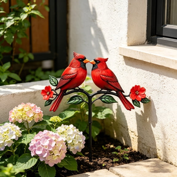 Cardinals Memorial Grave Stake with Cardinals Appear When Angels are Near - Metal Sympathy Grave Marker, Rust-Resistant Outdoor Cemetery Decoration(Cardinal)