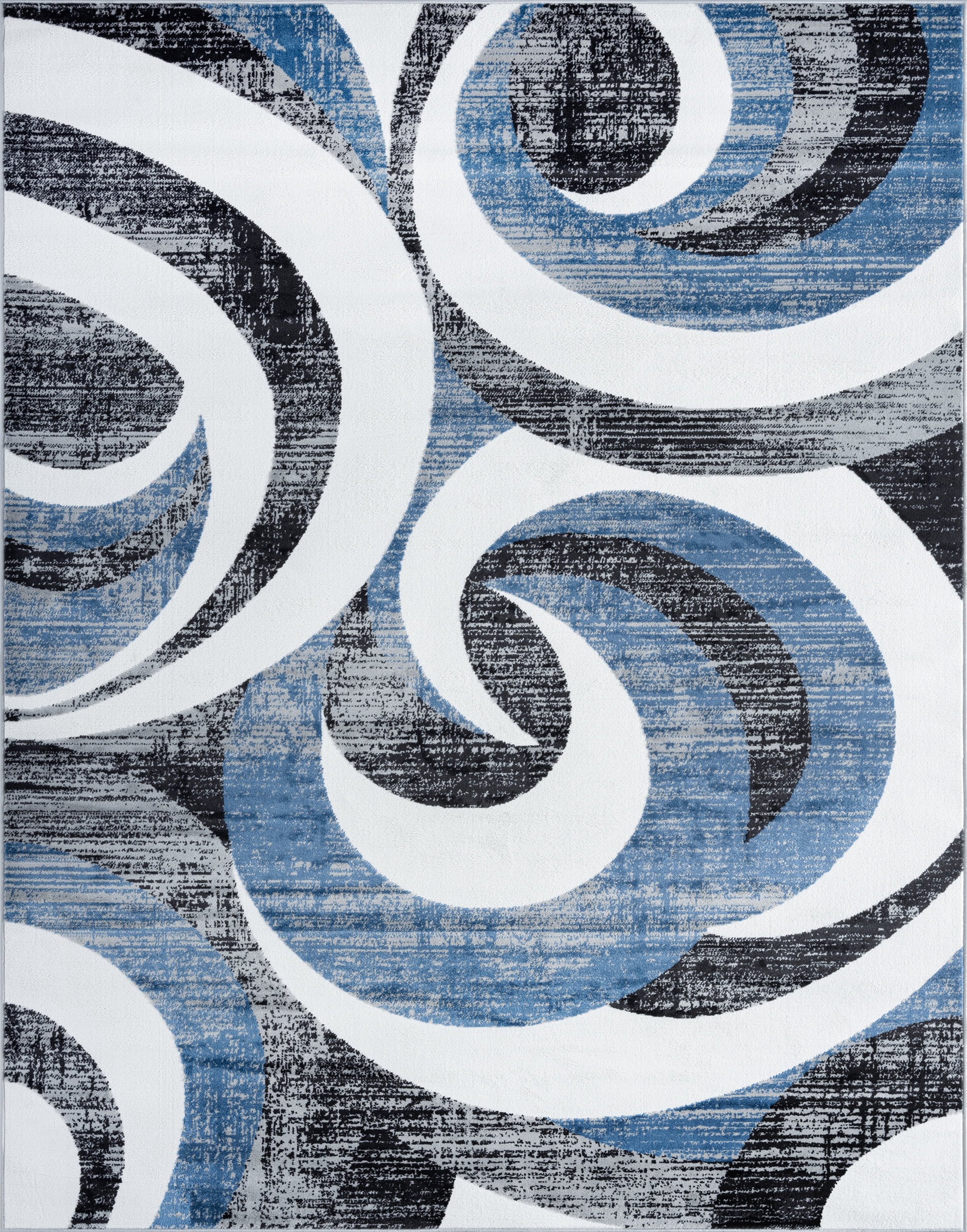 Contemporary 5x8 Area Rug (5'3'' x 7'3'') Abstract Blue, Charcoal Living Room Easy to Clean