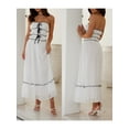thumbnail image 4 of Michellecmm  Women Tube Dress Bow Contrast Color Ruffled Ruched Flowy Long Dress, 4 of 9