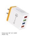 thumbnail image 4 of 5pcs 4 USB 3A Adaptador de enchufe de EE. UU. Carga rápida de viaje (naranja), 4 of 7