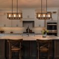 thumbnail image 4 of LNC 3-Lights Farmhouse Matte Black and Wood Linear Shade Chandelier for Kitchen Isaland, 4 of 11