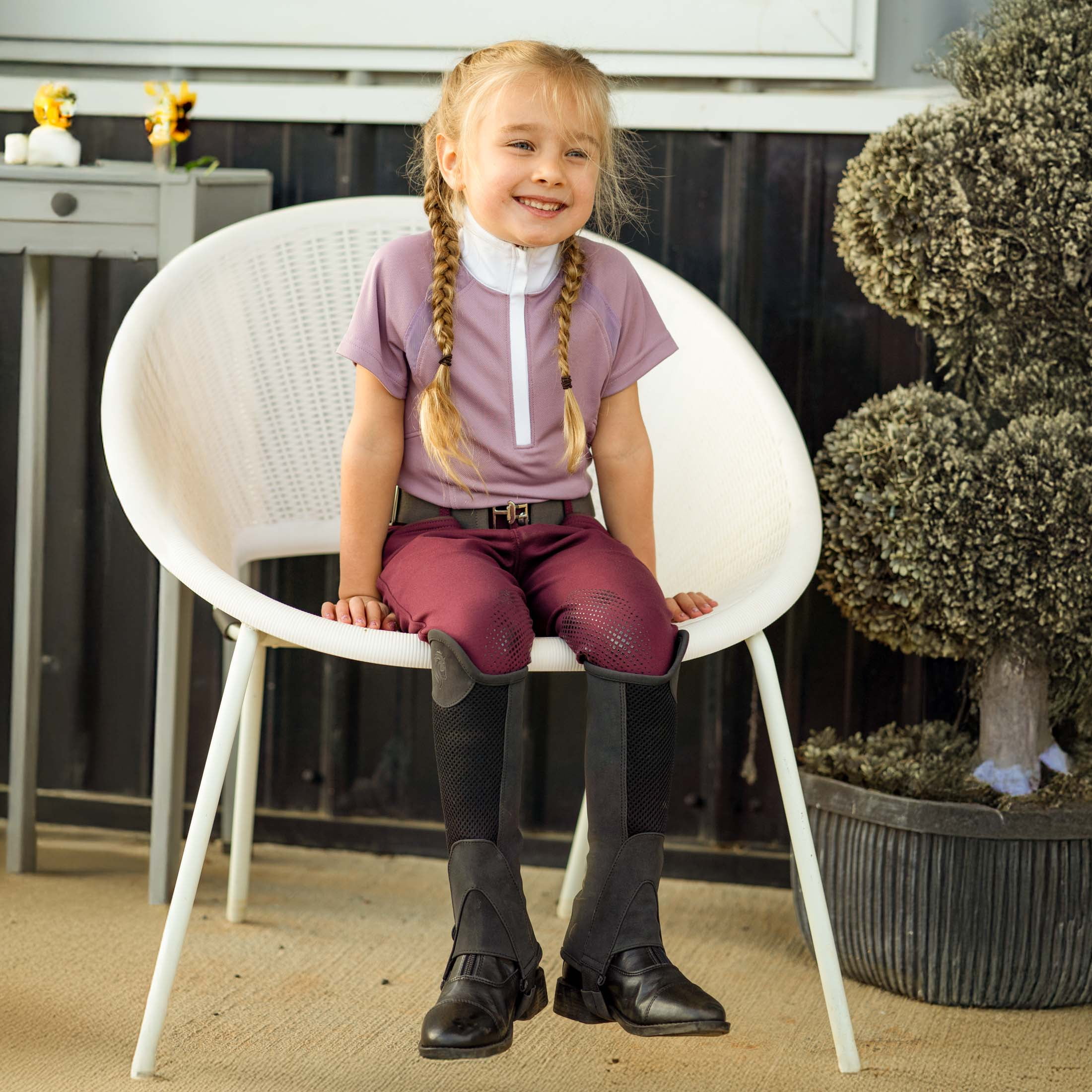 Equinavia Lotta Kids Equestrian Show Shirt - Short Sleeved Performance Shirt with Cooling Mesh