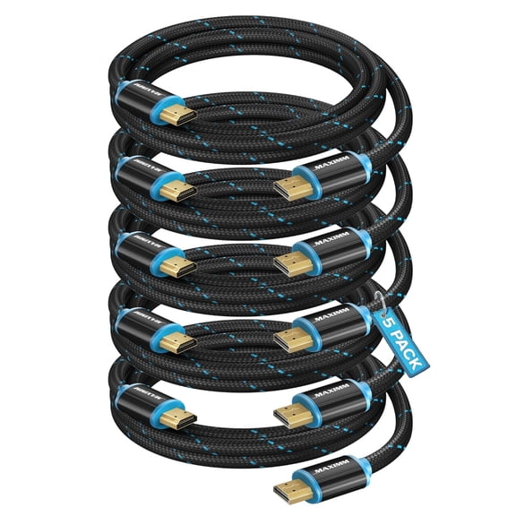Maximm 4K HDMI Cable 5 Pack 4 Feet – High-Speed HDMI Cord 18 Gbps, Supports 4K 60Hz, Nylon Braided