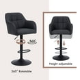 thumbnail image 5 of Modern Swivel Barstools Set of 2 Leather Counter Height Barstools with Armrest Upholstered Adjustable Bar Chair with Metal Base Footrest for Kitchen Island/Home Bar/Dining Room, Dark Grey, 5 of 8