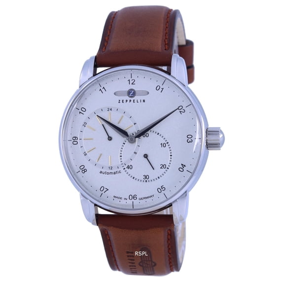 Zeppelin Z86621 Mens New Captains Line Leather Strap Automatic Watch, White