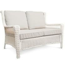 Patio Loveseat Sofa Outdoor Modern 2-Seater All-Weather Ratten Couch with Soft Cushion for Porch Garden