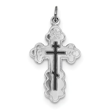 Sterling Silver Eastern Orthodox Blue Enameled Cross Pendant