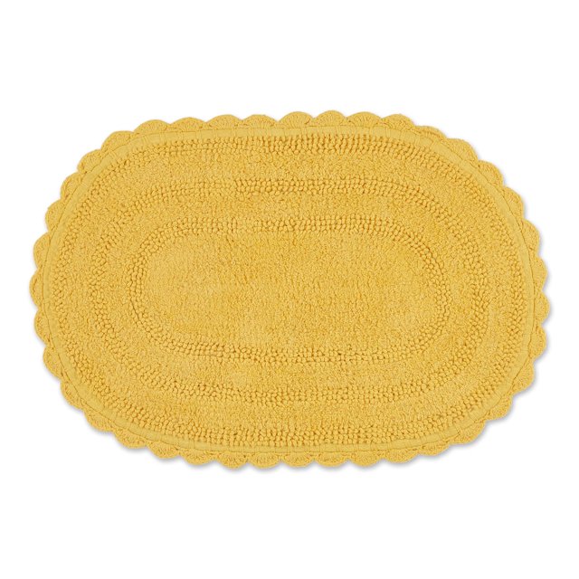 Alfombra de baño DII Crochet Collection reversible pequeña ovalada amarilla