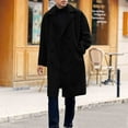 thumbnail image 5 of safuny Men's Wool Blend Double Breasted Long Pea Coat Notch Lapel Casual Warm Winter Trench Coat Black L, 5 of 6