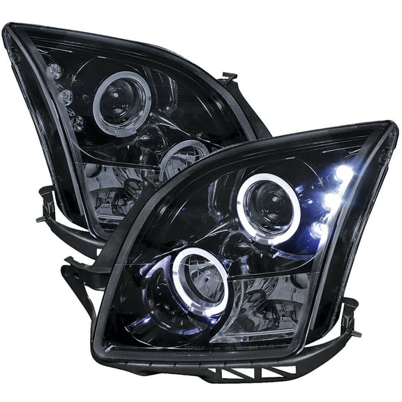 Dual Halo Projector Headlights (Black Housing/Smoke Lens) Made for and Compatible with 2006-2009 Ford Fusion