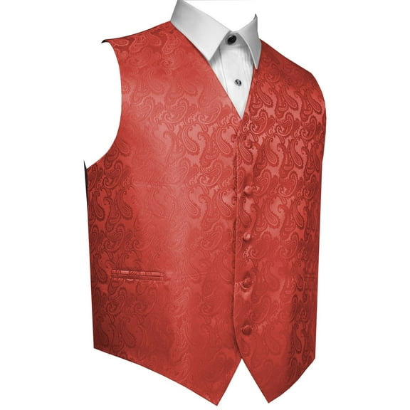 "BEST TUXEDO" Men's Formal, Wedding, Prom, Homecoming, Tuxedo Vest, in Coral Paisley