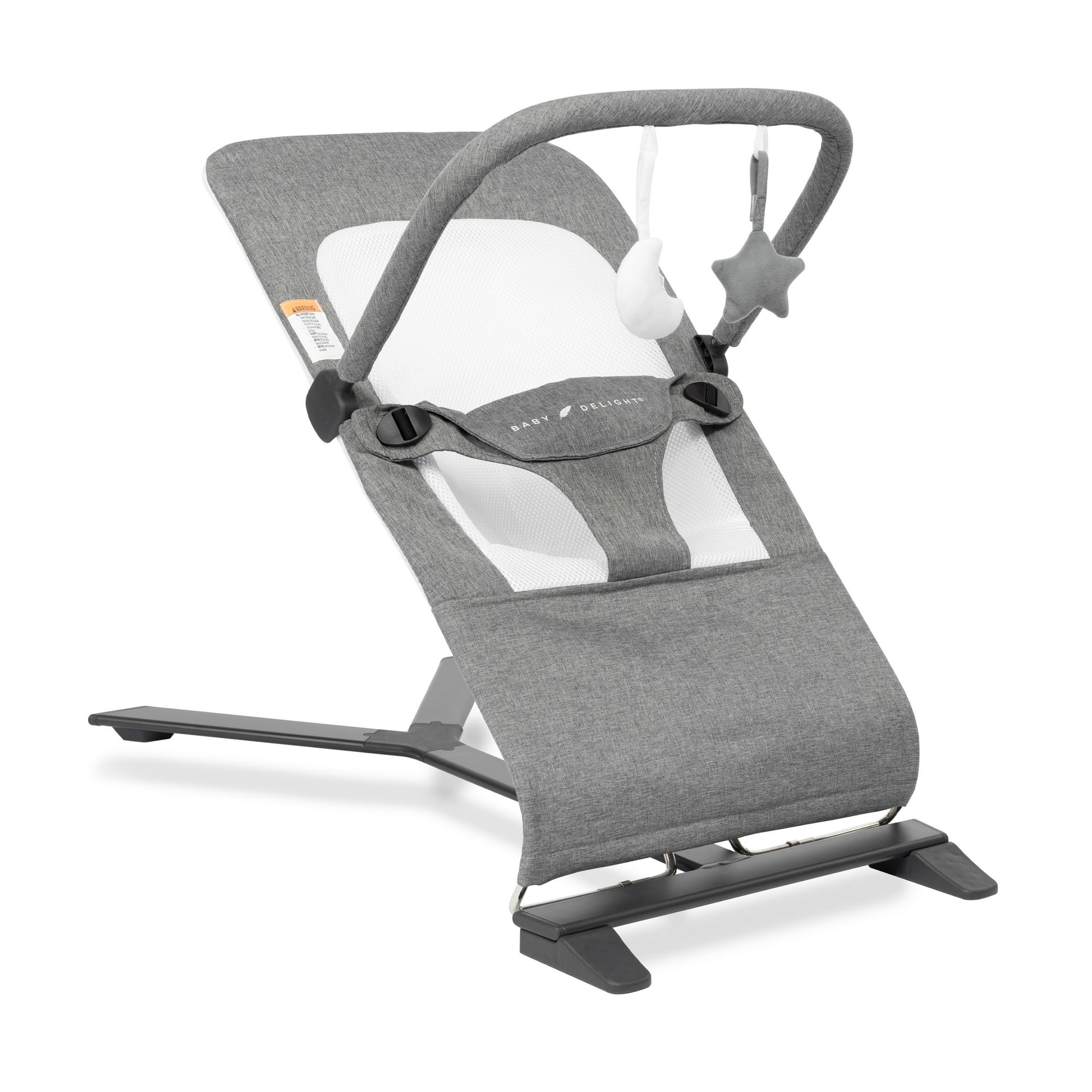 Baby Delight Alpine Portable Baby Bouncer, 3-Position Recline, Lightweight & Foldable, Charcoal Tweed