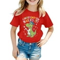 thumbnail image 4 of MIXUE Girls Tops & T-Shirts Summer Preschool Graduation Cartoon Dinosaur Print Round Neck Short Sleeve Loose Casual Tshirts Outwear,Red,12-13 Years, 4 of 4