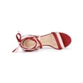 thumbnail image 4 of BLISSFUL STEP Women's Shoes Lace Up Faux Suede Open Toe Chunky Heel Sandals Red Pink 10, 4 of 7