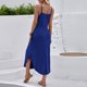 thumbnail image 5 of Vestido de Verano Largo para las Mujeres Vestido de Verano Casual de Color Sólido Cuello Redondo sin Mangas, 5 of 9