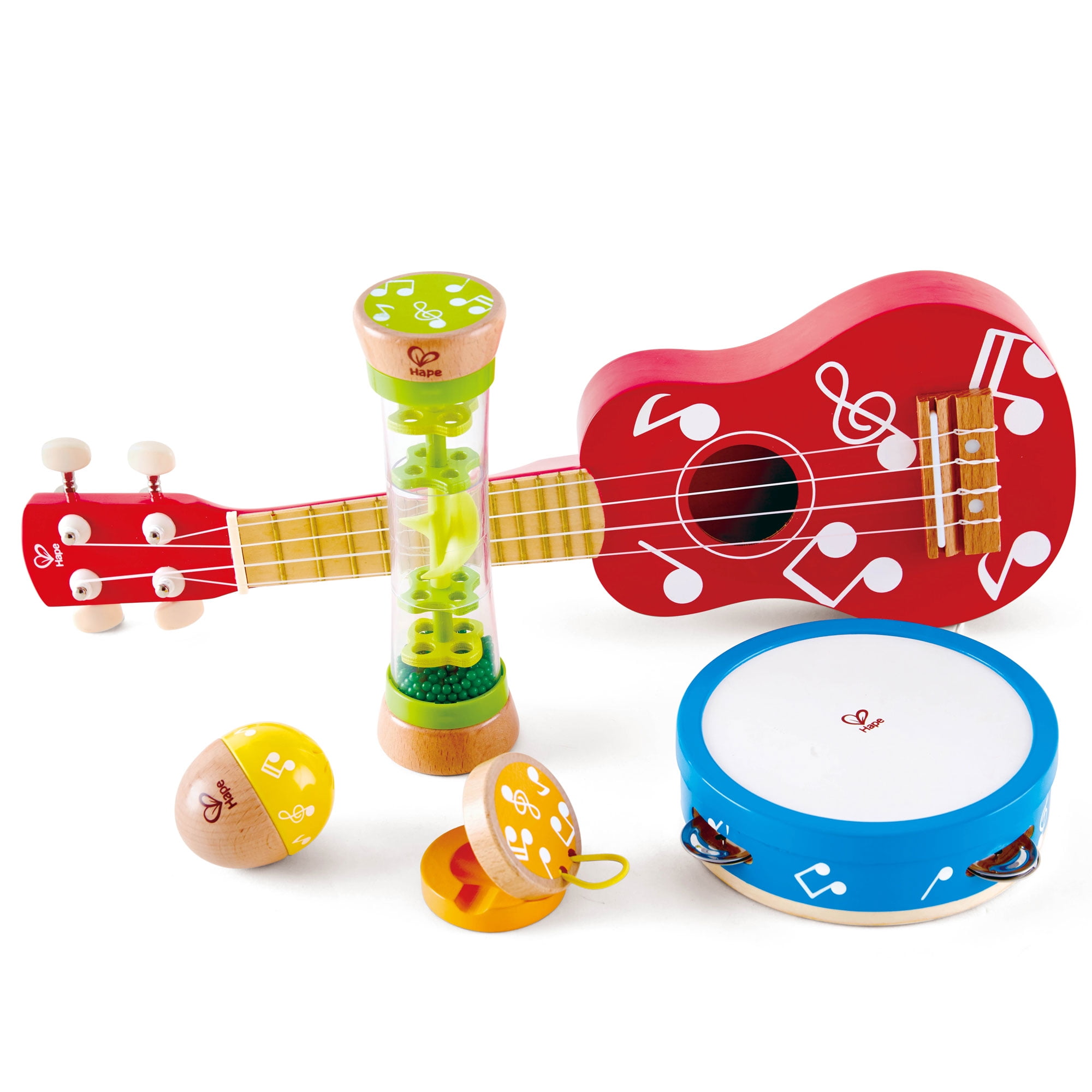 Hape Kids Toddler Preschool 5 Piece Wooden Musical Instrument Toy Mini