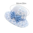 thumbnail image 3 of Xfvqtps Toddler Bucket Hat Wide Brim Mesh Bowknot Flower Print Colorful Sunshade Sun Protection Breathable Soft Outdoor Sun Hat for 1-4 Years Blue, 3 of 7