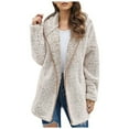 thumbnail image 1 of WEIYLL Womens Fleece Jacket Thick Knitted Cardigan Solid Color Sleeve Furry White Fall Tops Size L, 1 of 4