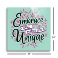 thumbnail image 3 of Embrace Unique Mint Pink Foliage 24 x 24 Glass Wall Hanging Sign, 3 of 4