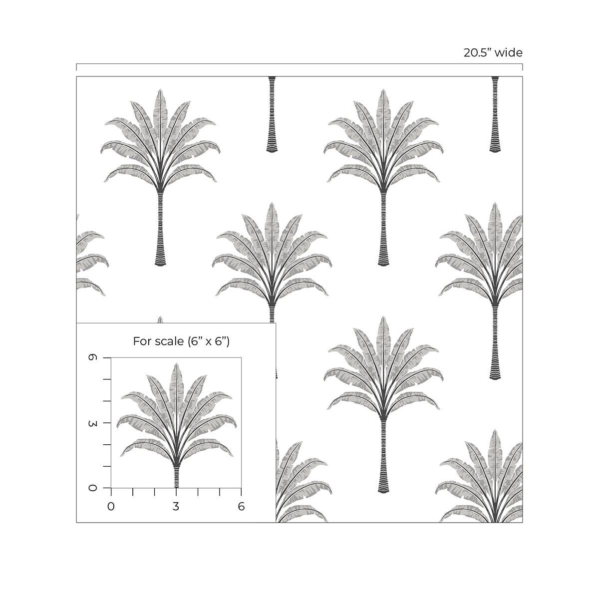 Harry & Grace Harbor Grey Montgomery Palm Peel and Stick Wallpaper