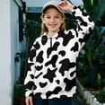 thumbnail image 2 of Uorisanigo Girls Half Zip Collar Sweatshirts Black and White Cow Print Long Sleeve Lapel Zipper Sweatshirt No Hood Quarter Zipper Hoodies Fall Trendy Winter Clothes Essentials Athletic Top, 2 of 7