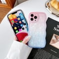 thumbnail image 5 of Clear Cute Flower Design Lens Glitter Shell Pattern Case with Wave Curly Frame,Soft Slim Shockproof Anti-Fingerprint Dirt-Resistance Compatible with iPhone Case(Blue,iPhone 13 Pro Max), 5 of 7