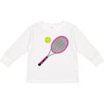 thumbnail image 3 of Inktastic Pink Tennis Racket and Ball Boys or Girls Long Sleeve Toddler T-Shirt, 3 of 5