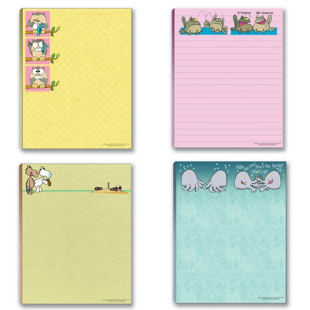 Cute Note Pad Assorted Pack 4 Funny Notepads, Notepad Set, Gift Set