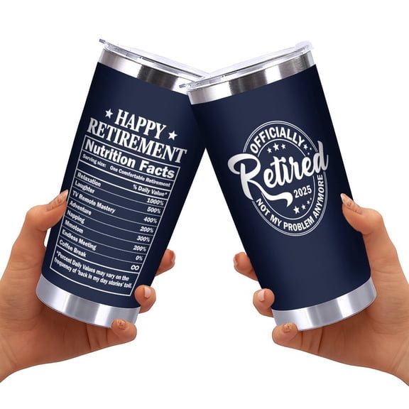 Retirement Gifts for Men - Retired Not My Problem Anymore - Retirement Tumbler for Him, Father, Husband - Retired Gifts for Men, Navy Tumbler 20 Oz, Fathers Day, Christmas Gift