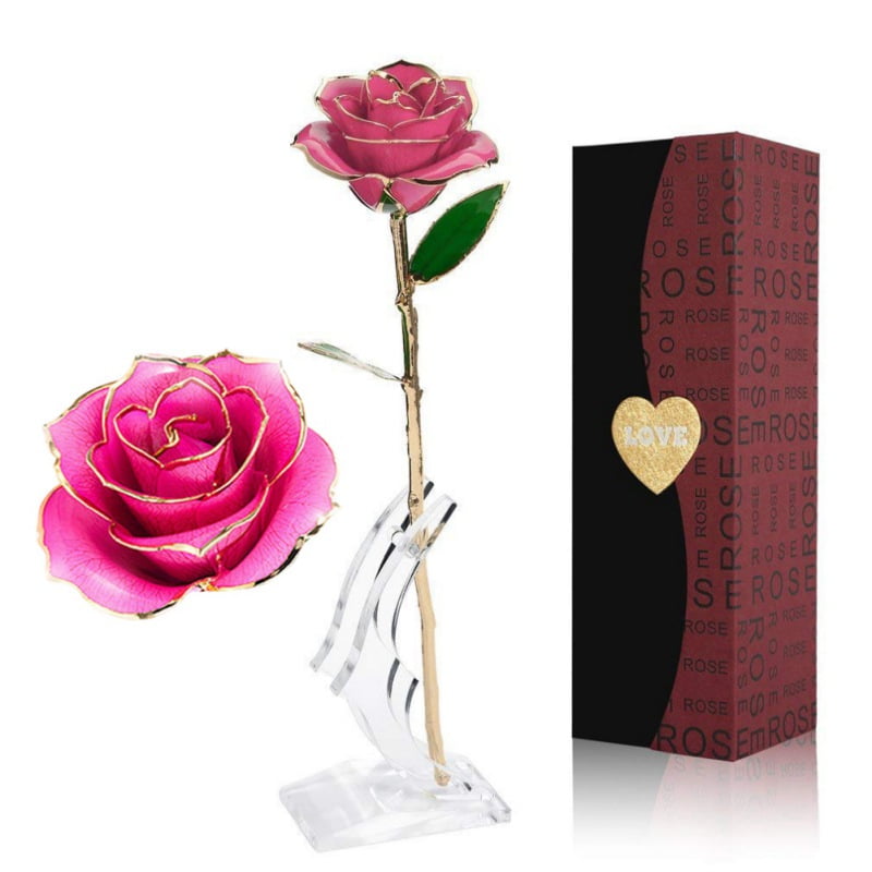 24K Gold Forever Rose Artificial Dipped Flower Valentine's Day Gift Rose Red