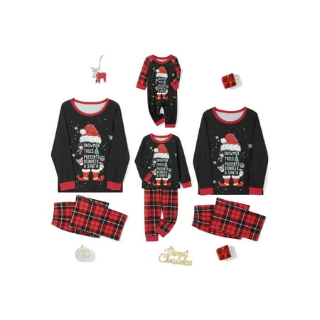 

JYYYBF Dad Mom Baby Kid Dog Family Matching Christmas Pajamas Long Sleeve Letters Plaid Print Sleepwear Homewear Set