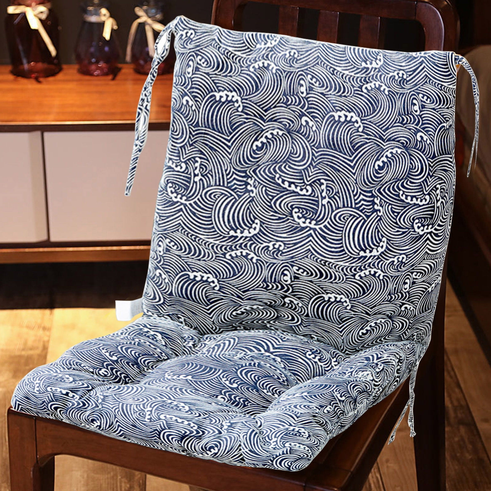 Dvumao High Back Chair Cushion, Outdoor Rocking Chair Pad with Straps, Replacement Cushion for Porch Swing, Wicker Bench, and Indoor Use