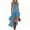 Blue, variant on AJGRHE Womens Linen Halter Neck Dress, Tie Back Straps High Low Ruffle Hem Western Style Casual Daily Wear Green S
