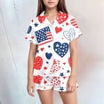thumbnail image 2 of Gubotare Summer Pjs for Teen Girls Girls Pajamas Satin Pajama Set Silk Pjs Short Sleeve Button Down Summer Bow Sleepwear for Big Kids Size 8-9 (Dark Blue,8-9 Years), 2 of 5