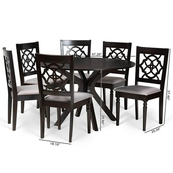 Bowery Hill Grey and Dark Brown Finished Wood 7-Piece Dining Set