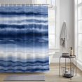 thumbnail image 3 of Gradient Blue Shower Curtain, Watercolor Abstract Gradient Dark Blue Water Ripples Waterproof Shower Curtain Set with 12 Hooks Lightweight Bath Curtains Fabric Bathroom Decor 72x78 Inches, 3 of 9