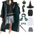 thumbnail image 2 of Disfraz unisex de Slytherin, bata de escuela mágica, capa, suéter, vestido, corbata, gafas, conjunto de brujería, disfraz de Halloween, 2 of 5