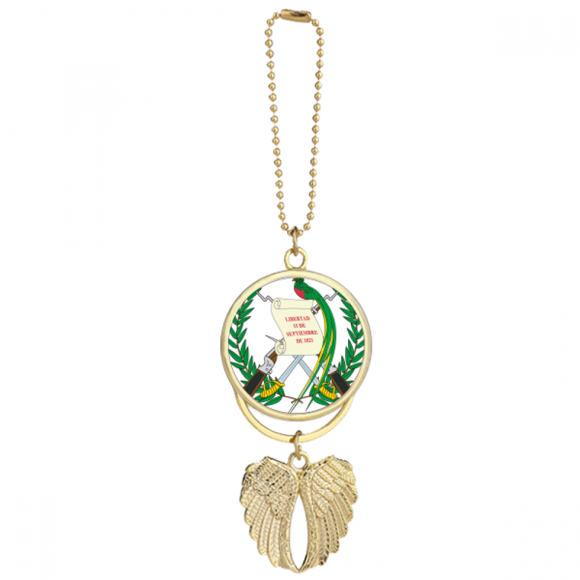 Guatemala National Emblem Country Car Keychain Angel Wing Pendant