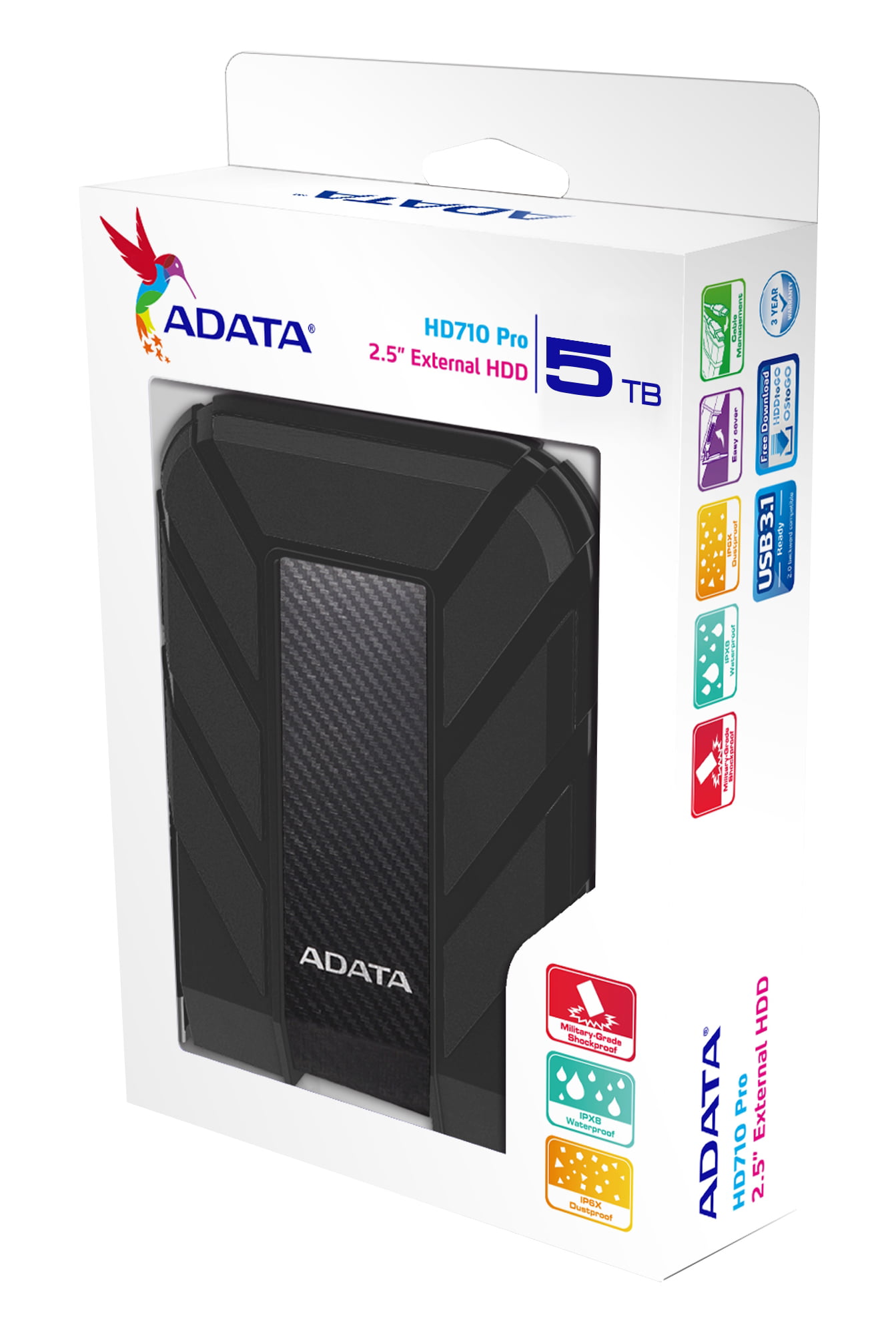 5TB AData HD710 Pro USB3.1 2.5-inch Portable Hard Drive (Black)